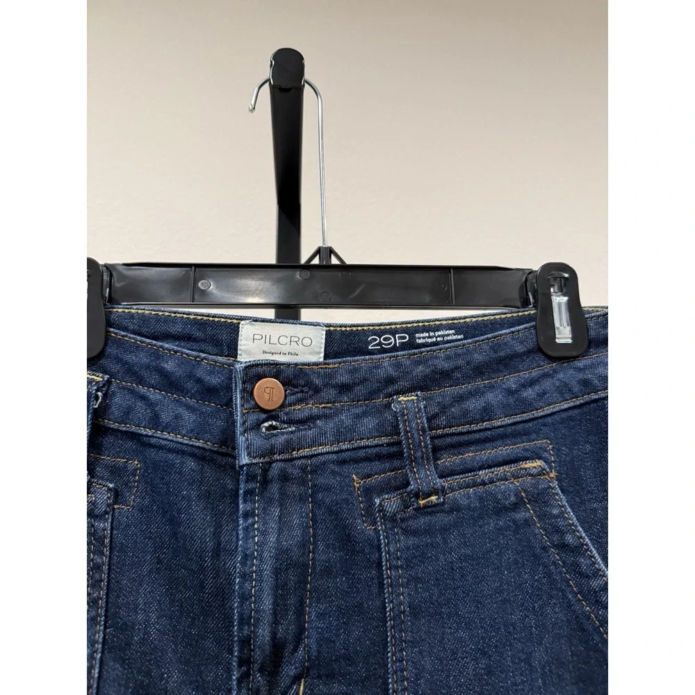 Pilcro anthropologie The Wanderer Mid-Rise Relaxed-Leg Jeans Size 29P Dark Wash